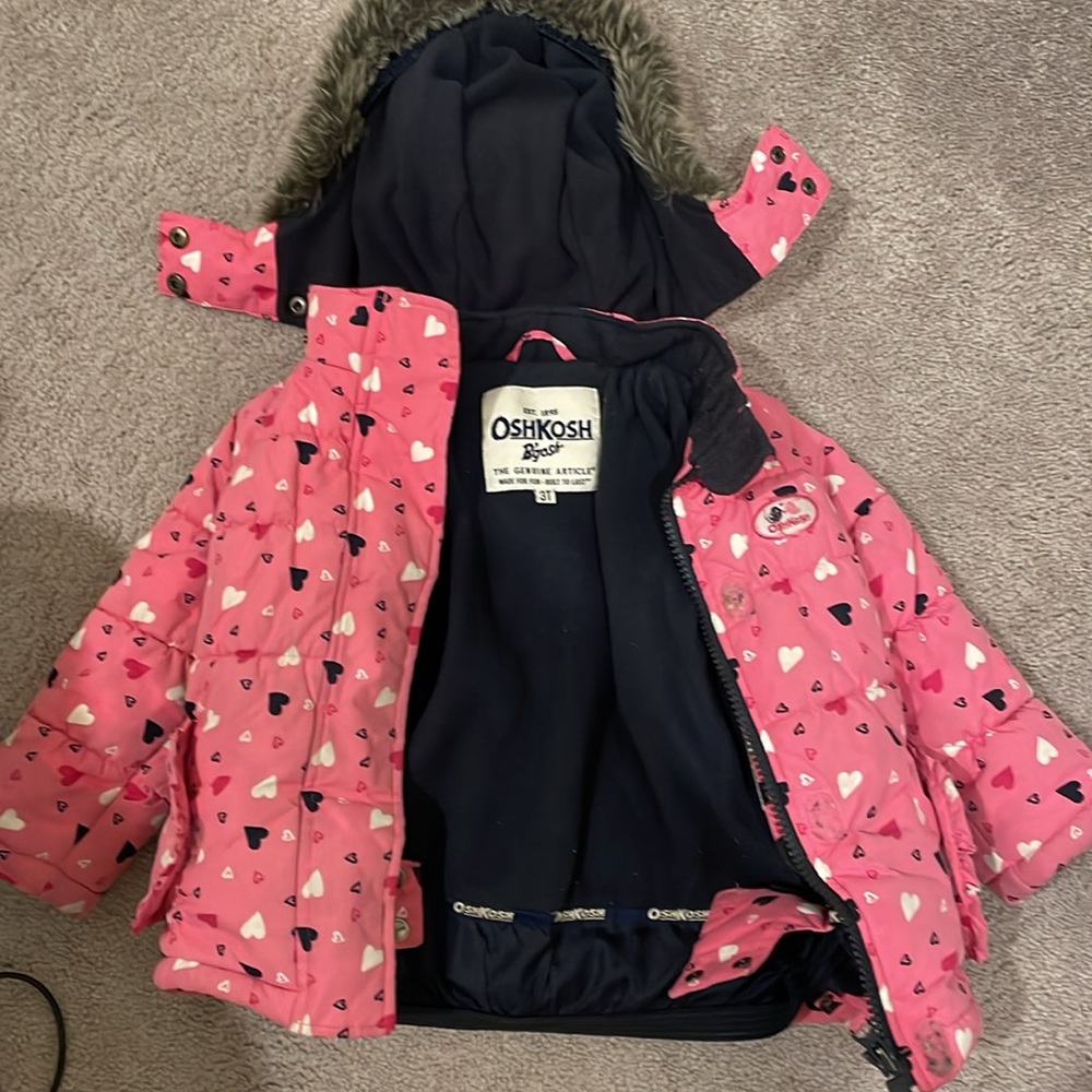 Oshkosh 3T coat and snow pants - used condition.
